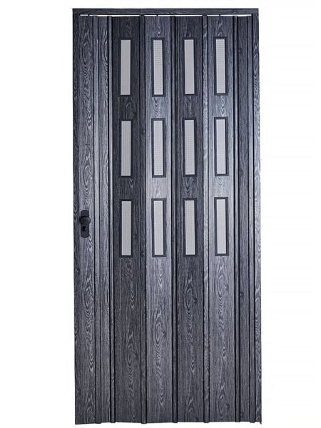 Sarpaş Katlanır Akordeon Akordiyon Pvc Kapı - Camlı Karaağaç  Desenli 12 mm