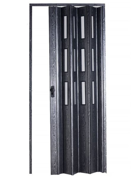Sarpaş Katlanır Akordeon Akordiyon Pvc Kapı - Camlı Karaağaç  Desenli 12 mm