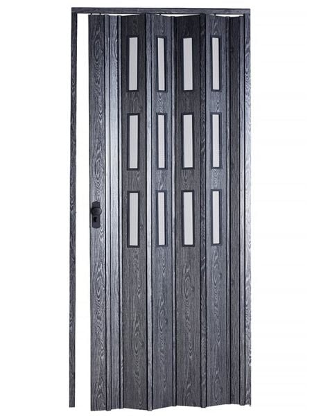 Sarpaş Katlanır Akordeon Akordiyon Pvc Kapı - Camlı Karaağaç  Desenli 12 mm