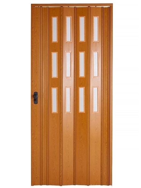 Sarpaş Katlanır Akordeon Akordiyon Pvc Kapı - Camlı Meşe  Desenli 12 mm
