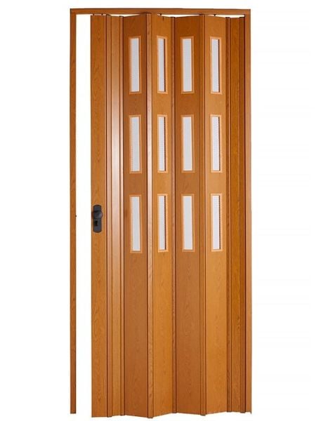 Sarpaş Katlanır Akordeon Akordiyon Pvc Kapı - Camlı Meşe  Desenli 12 mm