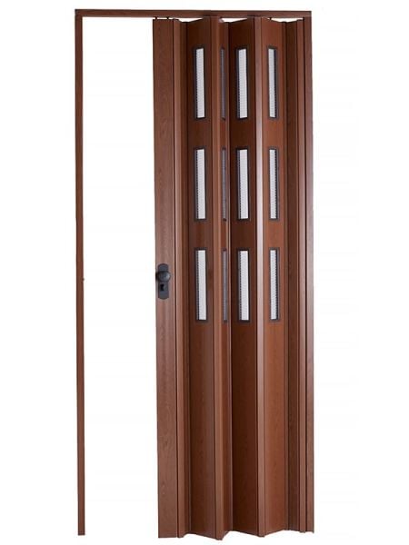 Sarpaş Katlanır Akordeon Akordiyon Pvc Kapı - Camlı Ceviz  Desenli 12 mm