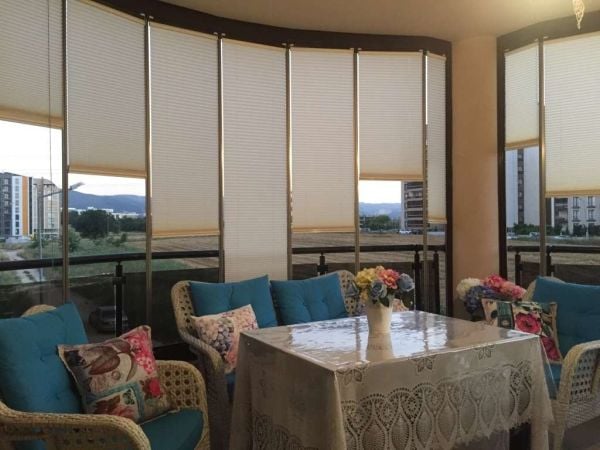 SARPAŞ Plise Ofis Cam Balkon Perdesi Krem Kumaş Vidalı