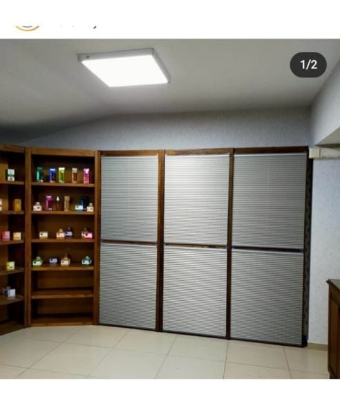 SARPAŞ Plise Ofis Cam Balkon Perdesi Gri Kumaş Vidalı