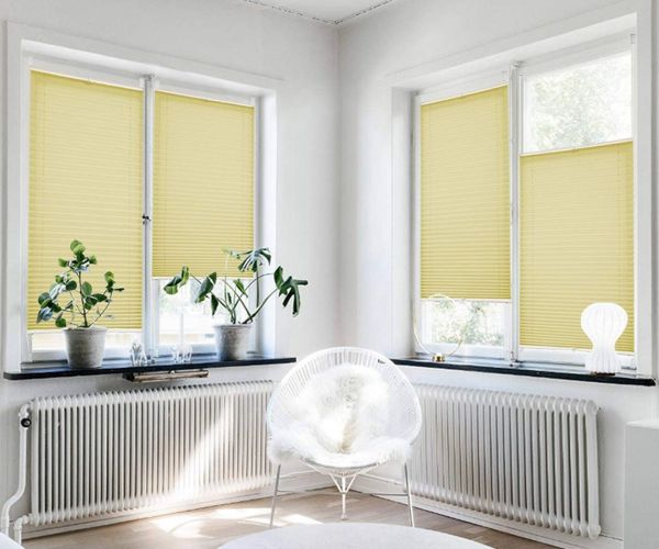 SARPAŞ Plise Ofis Cam Balkon Perdesi Sarı Kumaş Vidalı