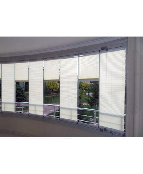 SARPAŞ Plise Ofis Cam Balkon Perdesi Beyaz Kumaş Vidalı