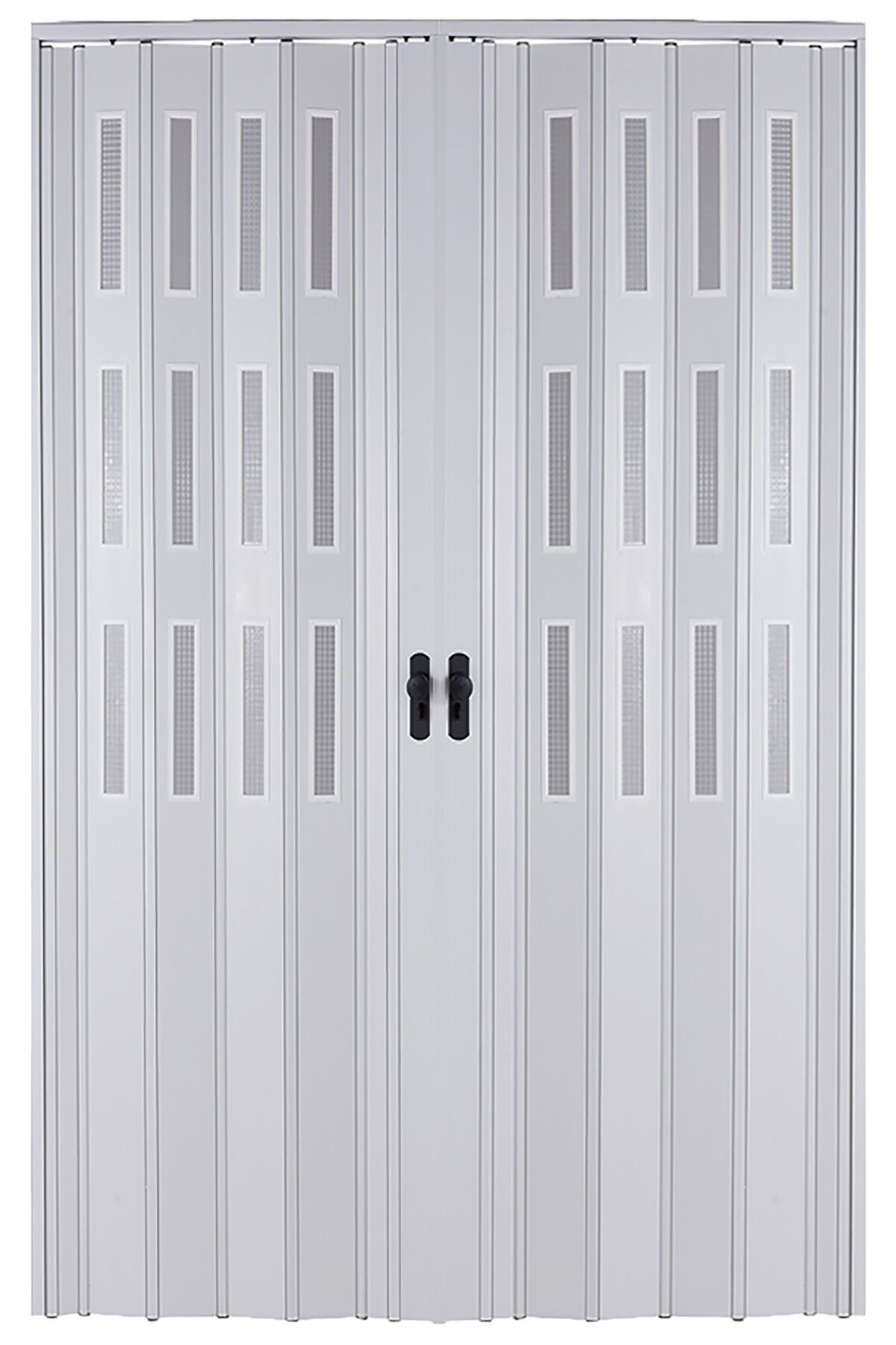 Sarpaş Akordiyon Kapı Beyaz Camlı 12 mm Çift Açılım Katlanır Akordeon Pvc 253 - 267 - 236 - 250