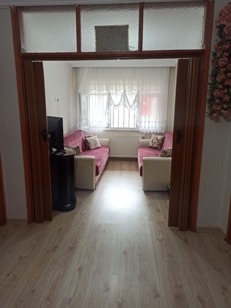 Sarpaş Akordiyon Kapı Meşe Camlı 12 mm Desenli Çift Açılım Katlanır Akordeon Pvc